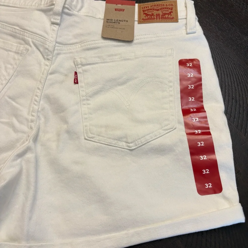 Levi's Classic White Denim Mid Length Jean Shorts Women’s Size 32 NWT - Picture 8 of 16